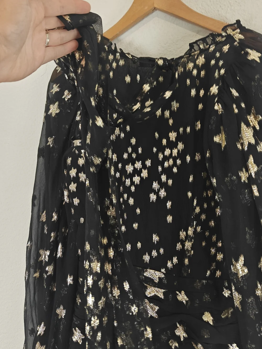 LoveShackFancy Rina Metallic Star Mini Dress Silk Blend Fairytale Party Sz 2 - Picture 12 of 16